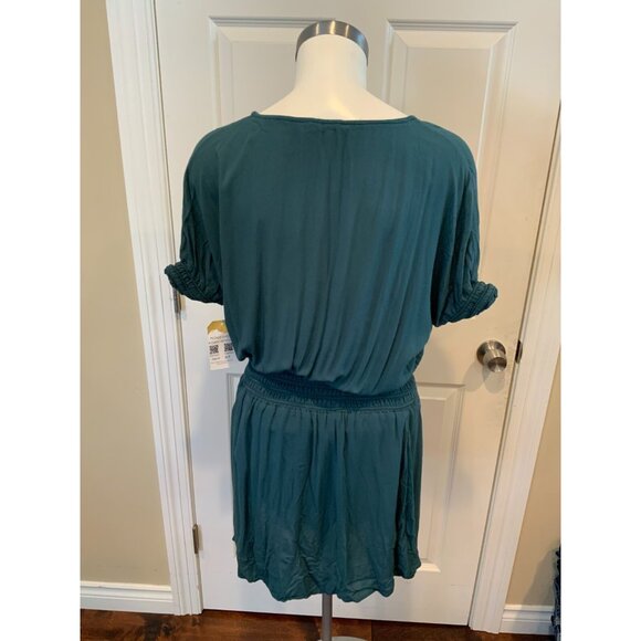 Floreat Anthropologie Dark Teal Fit & Flare Short Sleeve Dress, Size 0 - Picture 4 of 5
